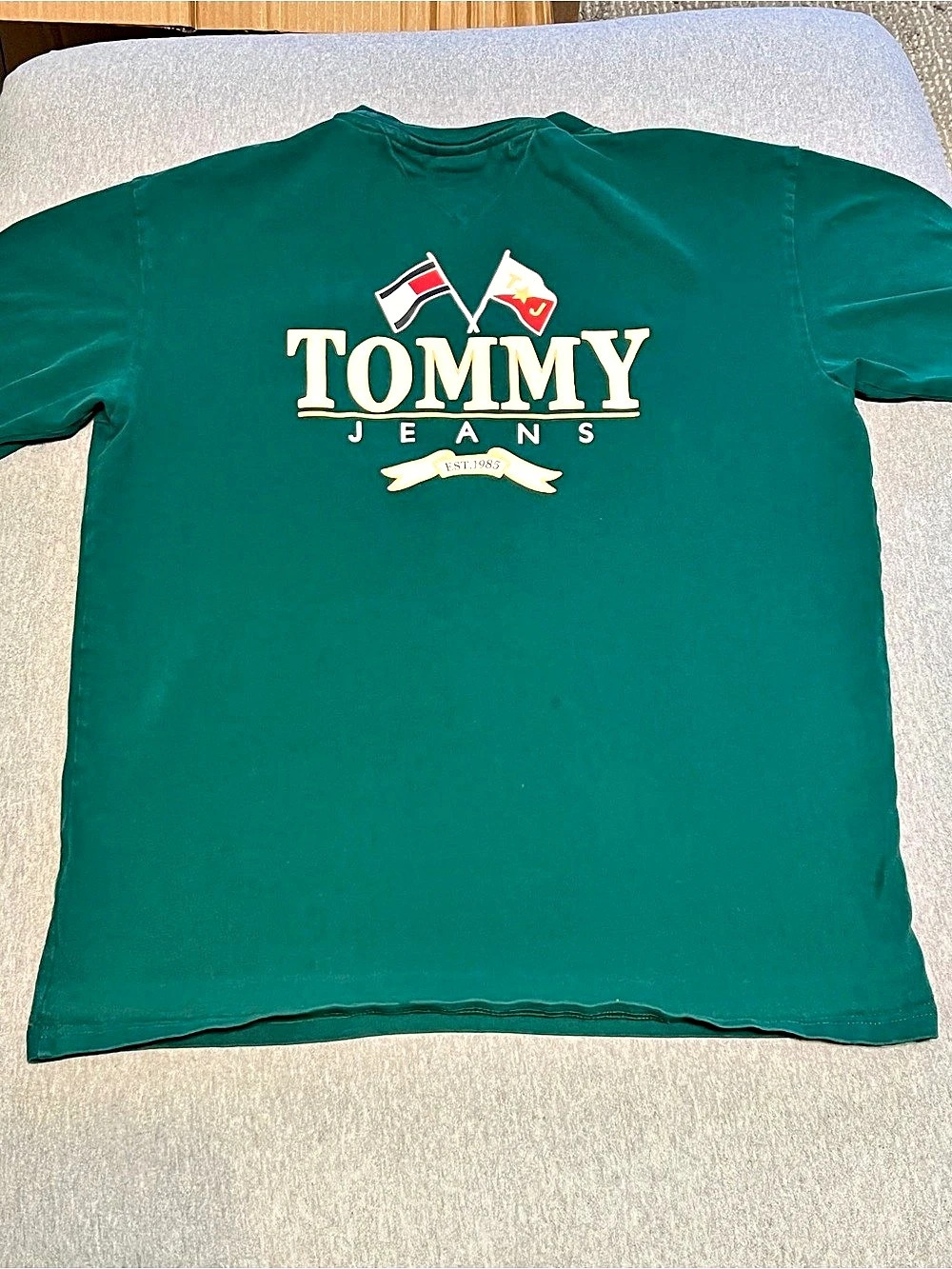 Tommy Jeans Flag Logo T-Shirt Short Sleeve Tee Small Green